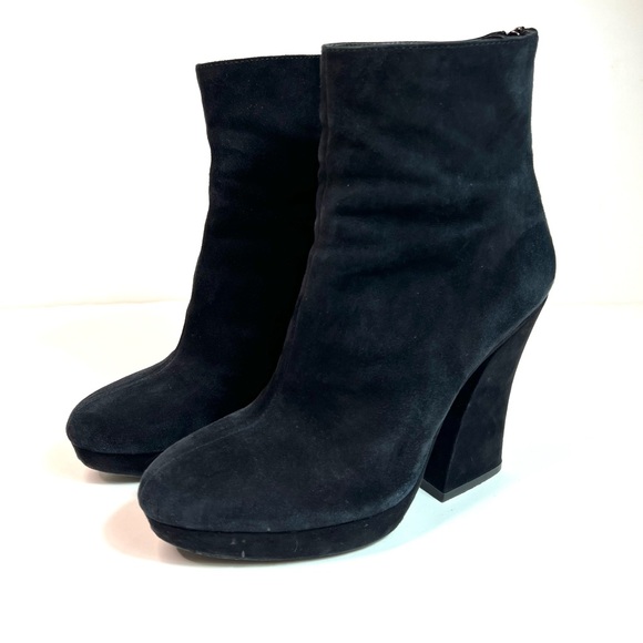 Alice+Olivia Suede Platform Heeled Booties Boots Black Size 8.5 - Picture 2 of 14